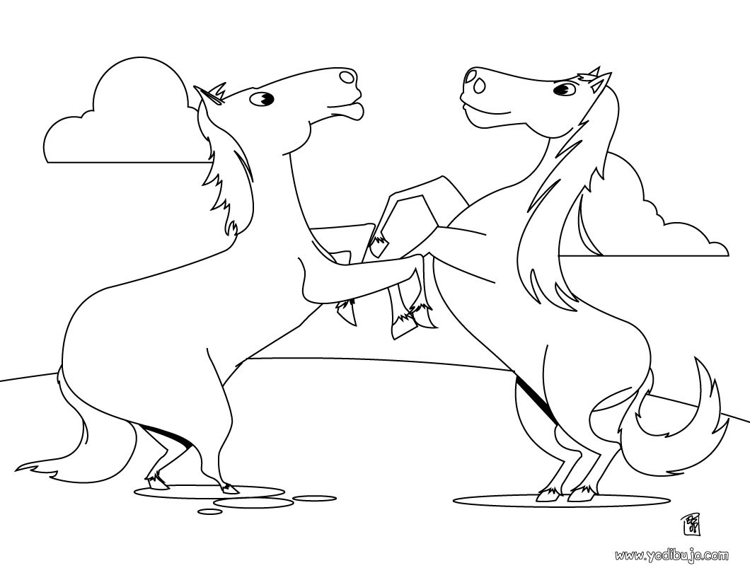repollo Reanimar golondrina Dibujos para colorear 2 caballos jugando - es.hellokids.com