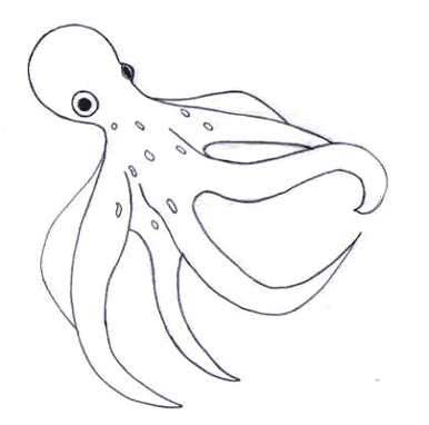 Dibuja un pulpo - Dibujar Dibujos - Aprender cómo dibujar paso a paso - Dibujar dibujos ANIMALES - Dibujar los animales del mar