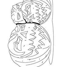 dibujo halloween: calabazas con velas - Colorear - FIESTAS: dibujos para colorear - Dibujos para colorear y pintar HALLOWEEN  - Calabazas y fantasmas: dibujos de Halloween
