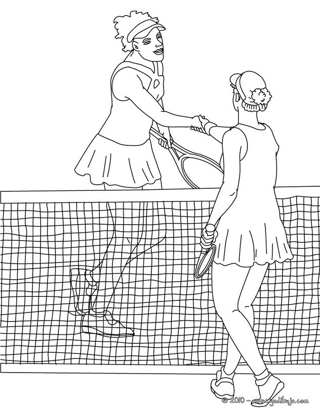 Dibujos para colorear un estrecho de mano entre jugadoras de tenis - es