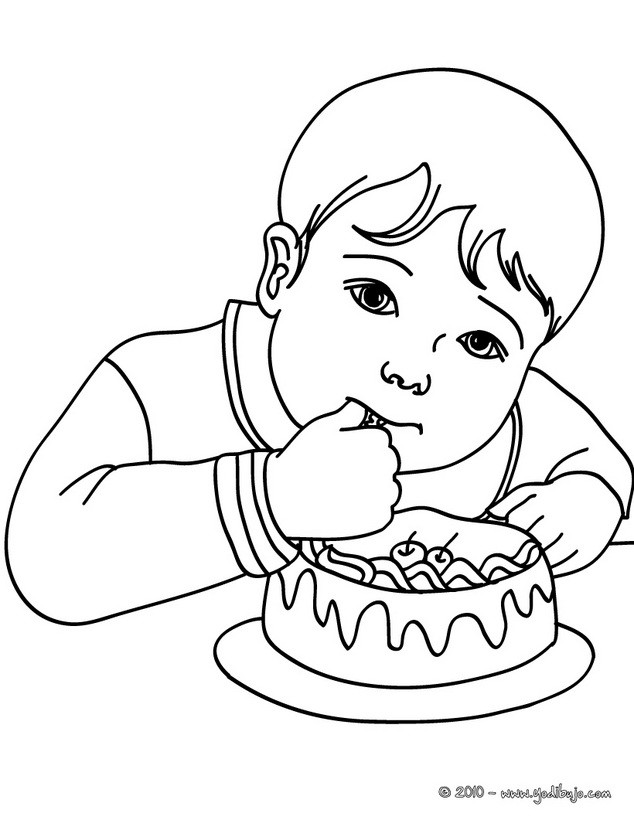 Dibujos Para Colorear Nino Comiendo Pastel De Cumpleanos Es