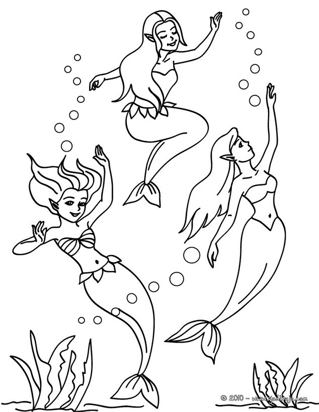 Dibujos Para Colorear Sirenas Nadando Eshellokidscom