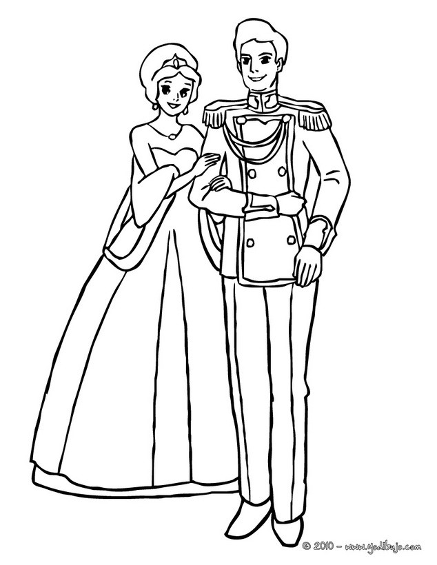 Dibujos para colorear príncipe y princesa 