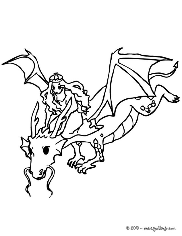  Dibujos para colorear dragon con su dragonera