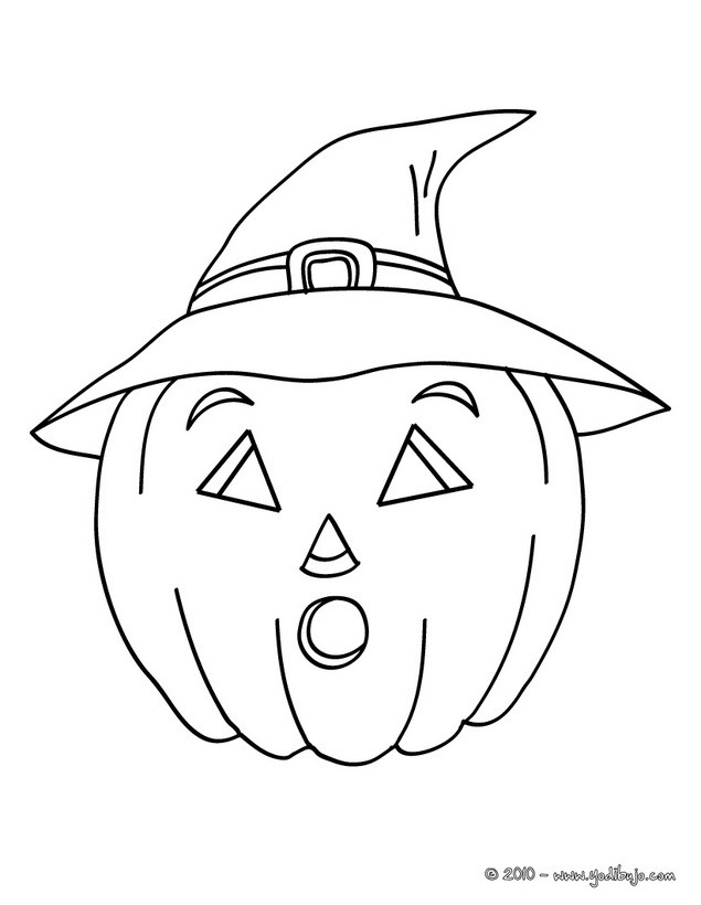 Dibujos para colorear una calabaza bruja de halloween 