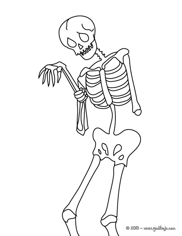 Dibujos para colorear esqueleto roto para halloween 