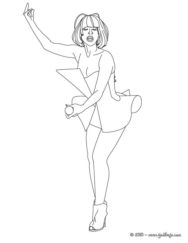 Dibujo de Lady Gaga bailando para colorear