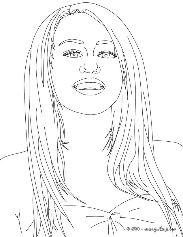 Dibujo de retrato de Miley Cyrus para colorear