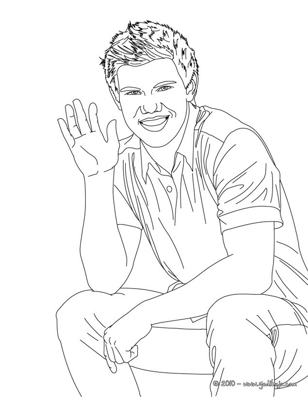 Dibujos para colorear taylor lautner saludando - es.hellokids.com