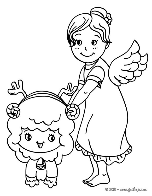 Dibujos para colorear un angel de navidad 