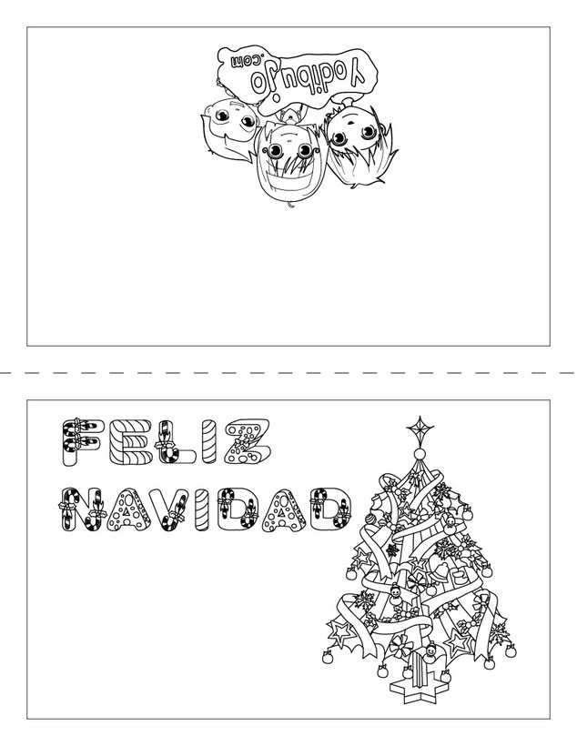 Dibujos para colorear carta Árbol de navidad para doblar 