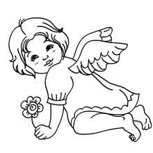 Dibujo de un angelito navideño para colorear