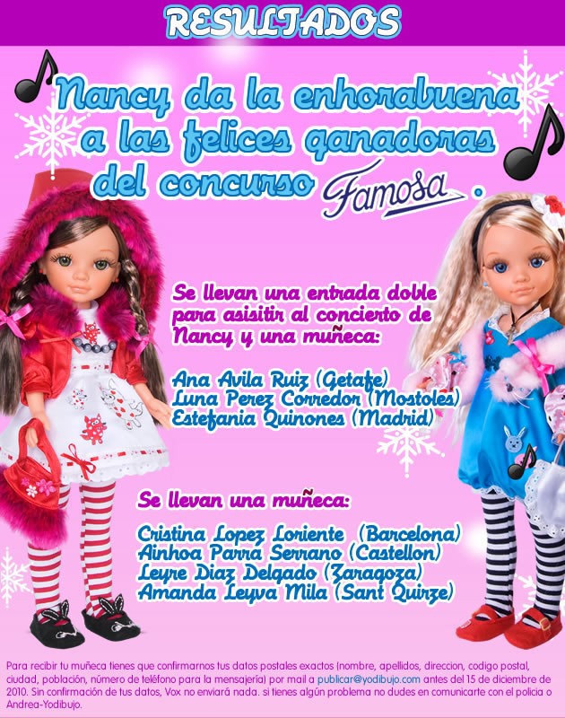 Resultados concurso Muñeca Nancy FAMOSA