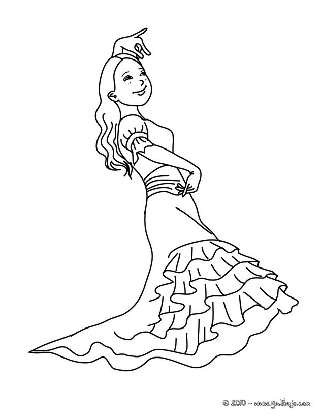 Dibujos para colorear vestido de flamenco 