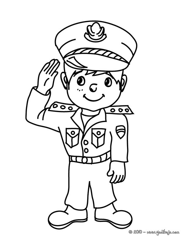 Dibujos para colorear uniforme policial 