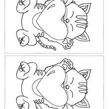 GATO  CON CORAZON busca las 10 diferencias