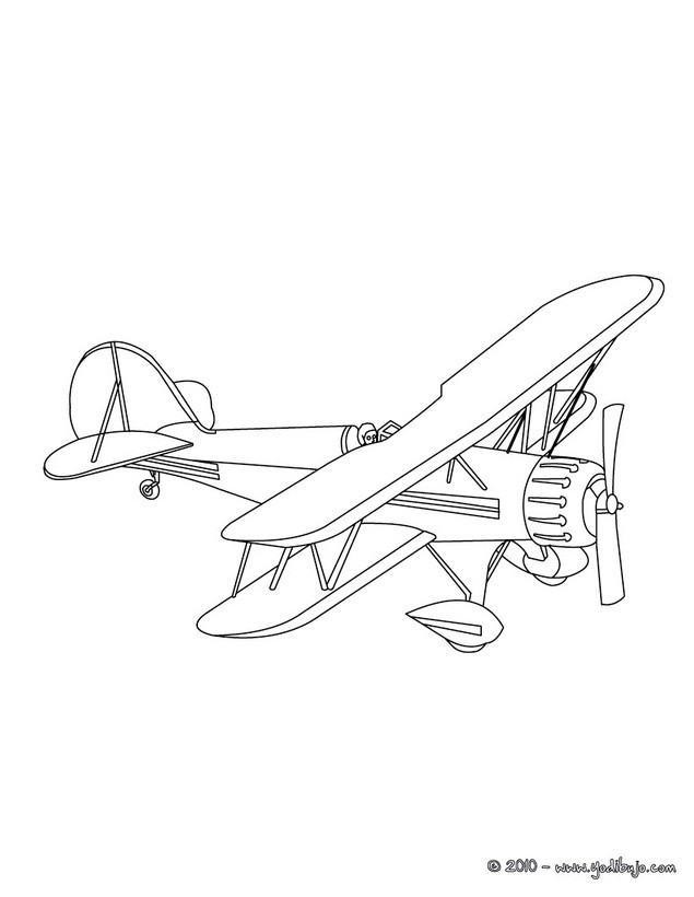 Dibujos para colorear avión con hélice 