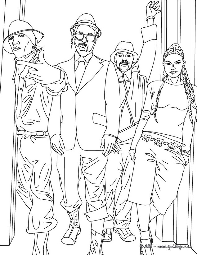Dibujos para colorear fergie y los chicos de black eyed peas - es