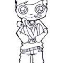 Dibujo para colorear niño con huevo de chocolate