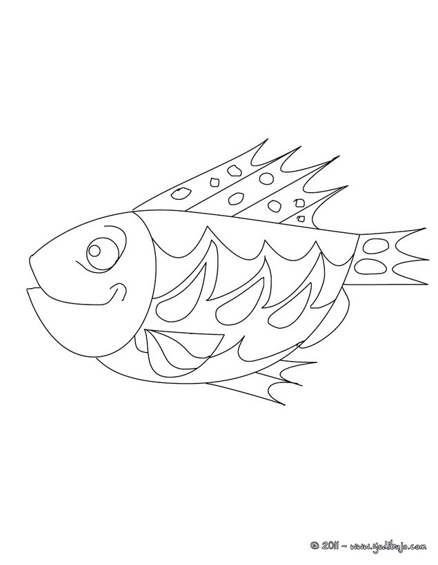 Dibujos para colorear pescado de abril con aletas agudas 