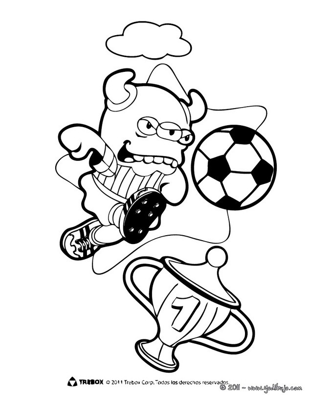 Dibujos para colorear boogieboo jugando futbol 