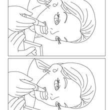 Mama pintandose los labios busca las diferencias