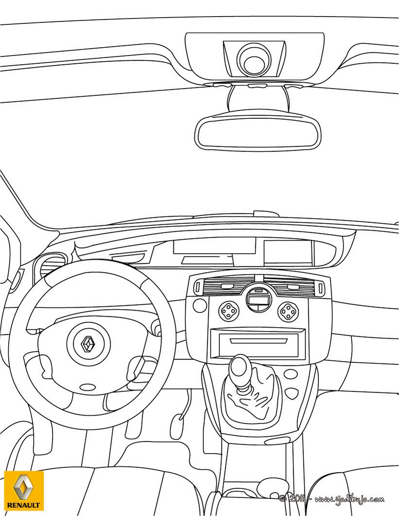 Visión desde interior del coche para colorear, pintar e imprimir