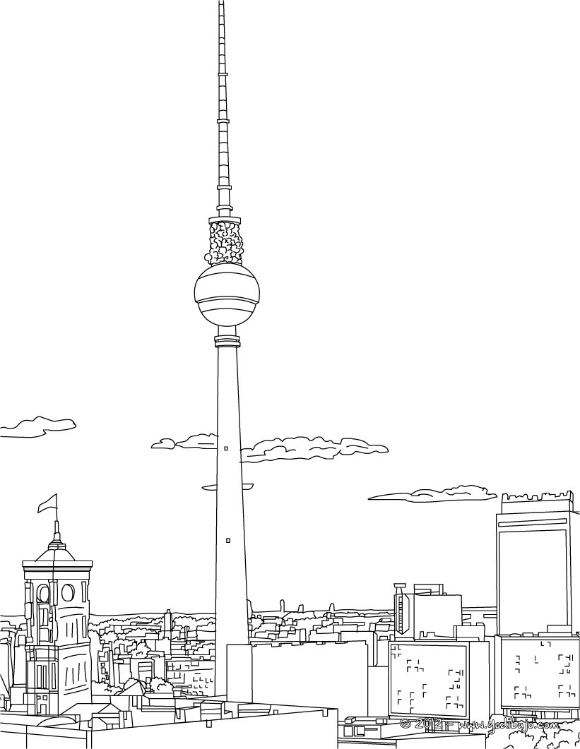 Dibujos para colorear torre de television de berli Dibujos para colorear torre de television de berli