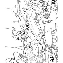 Dibujo de la SIRENA ERIS en su carro submarino para colorear