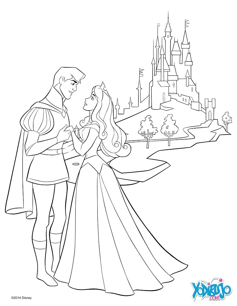 Dibujos para colorear la bella durmiente y su príncipe - es.hellokids.com