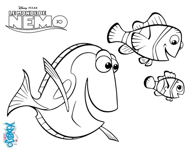 Dibujos DISNEY para colorear, Los peces Marlin, Dory y Nemo para ...