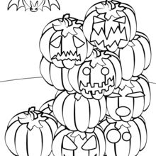 Dibujo para colorear : Montaña de calabazas