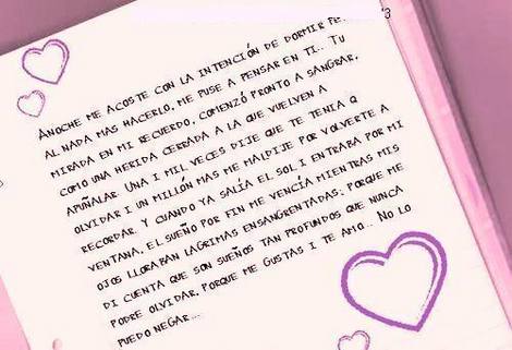 Una carta de amor me decia muxas cosas romanticas y x detras ponia k ...