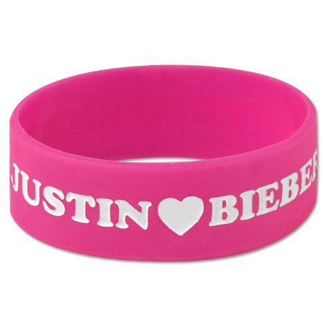 Justin Bieber Hot Pink Heart Rubber Bracelet