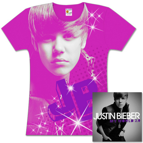 Justin Bieber My World 2.0 CD and T-Shirt Bundle