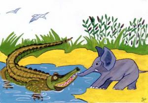Aprender a dibujar cocodrilo y elefante 