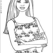 Barbie y la flor - Dibujos para Colorear y Pintar - Dibujos para colorear PERSONAJES - PERSONAJES ANIME para colorear - Dibujos BARBIE para colorear