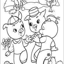 Dibujo de los tres cerditos - Dibujos para Colorear y Pintar - Dibujos de CUENTOS para colorear - Dibujos de los 3 CERDITOS para colorear