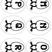 Letras del abecedario huevo: M N O P Q R