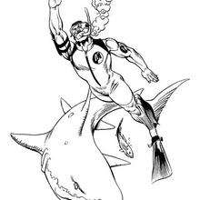 Entre los tiburones - Dibujos para Colorear y Pintar - Dibujos para colorear SUPERHEROES - Action Man para colorear