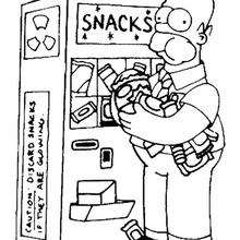 Dibujo para colorear : Homer y los snacks