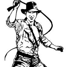 Dibujo para colorear : Indiana Jones con su látigo