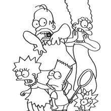 Dibujo para colorear : La familia Simpson asustada