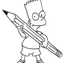 Dibujo para colorear : Bart con un lápiz