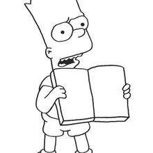 Dibujo para colorear : Bart con un libro