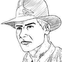 Dibujo para colorear : Cara de Indiana Jones