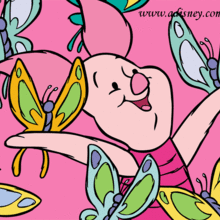 Piglet juega con las mariposas - Dibujar Dibujos - Dibujos para DESCARGAR - FONDOS GRATIS - Fondos de escritorios Disney