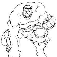 Hulk de rodillas - Dibujos para Colorear y Pintar - Dibujos para colorear SUPERHEROES - Hulk para colorear