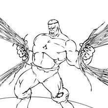 Dibujo para colorear : Hulk arranca hilos eléctricos