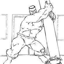 Dibujo para colorear : Hulk arranca un poste eléctrico